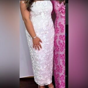 Elegant White Floral Lace Dress